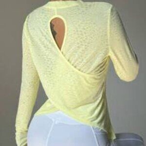 Crew Neck Long Sleeve Hollow-Out Minimalist Sport T-Shirt, Casual Daily Wear